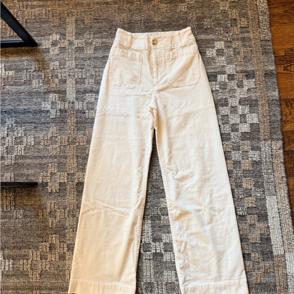 Anthropologie Maeve Colette Corduroy Pants - Ivory - size 26 - Picture 2 of 5